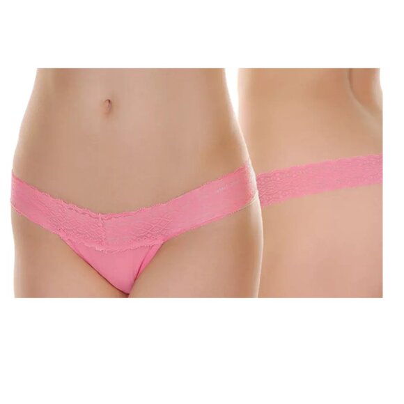 Angelina Lace Waist Multi-Color Cotton (6-Pack) Thong G-String Panties Bundle - Picture 5 of 7